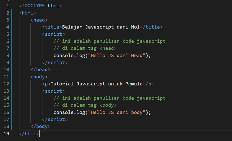 Syntax JS pada html